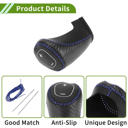 Gear Shift Knob Cover for Chevrolet Malibu (2016–2020) Black Carbon Fiber Blue