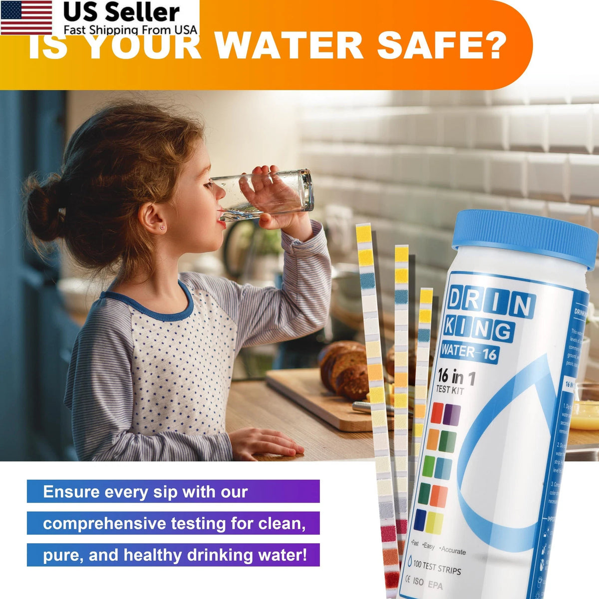 Drinking Water Test Strips 17-in-1 (100 + 2 Bacteria Tester)