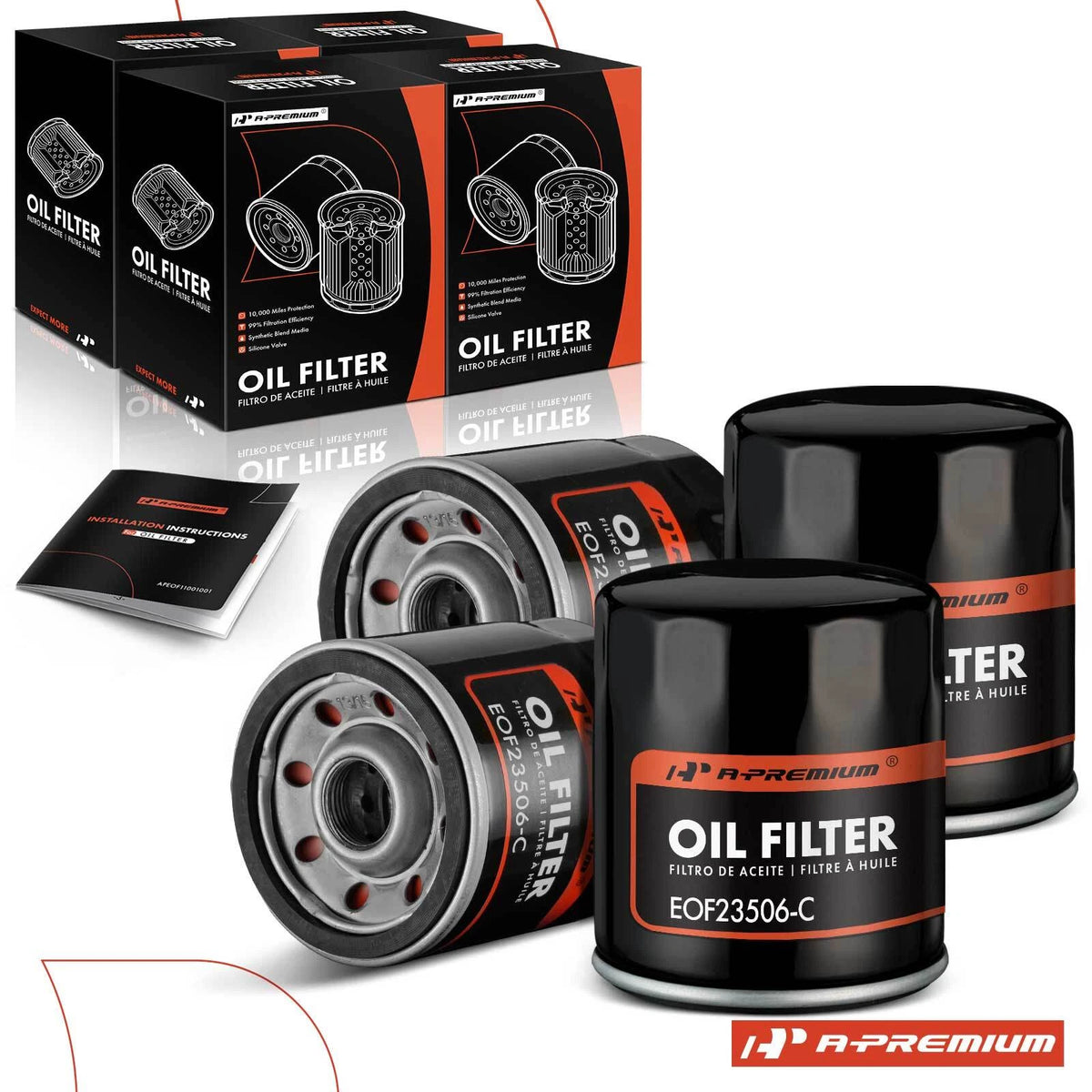 Set of 4 Engine Oil Filters for Chevy Silverado 1500 1999–2006, 19210283, PH3506