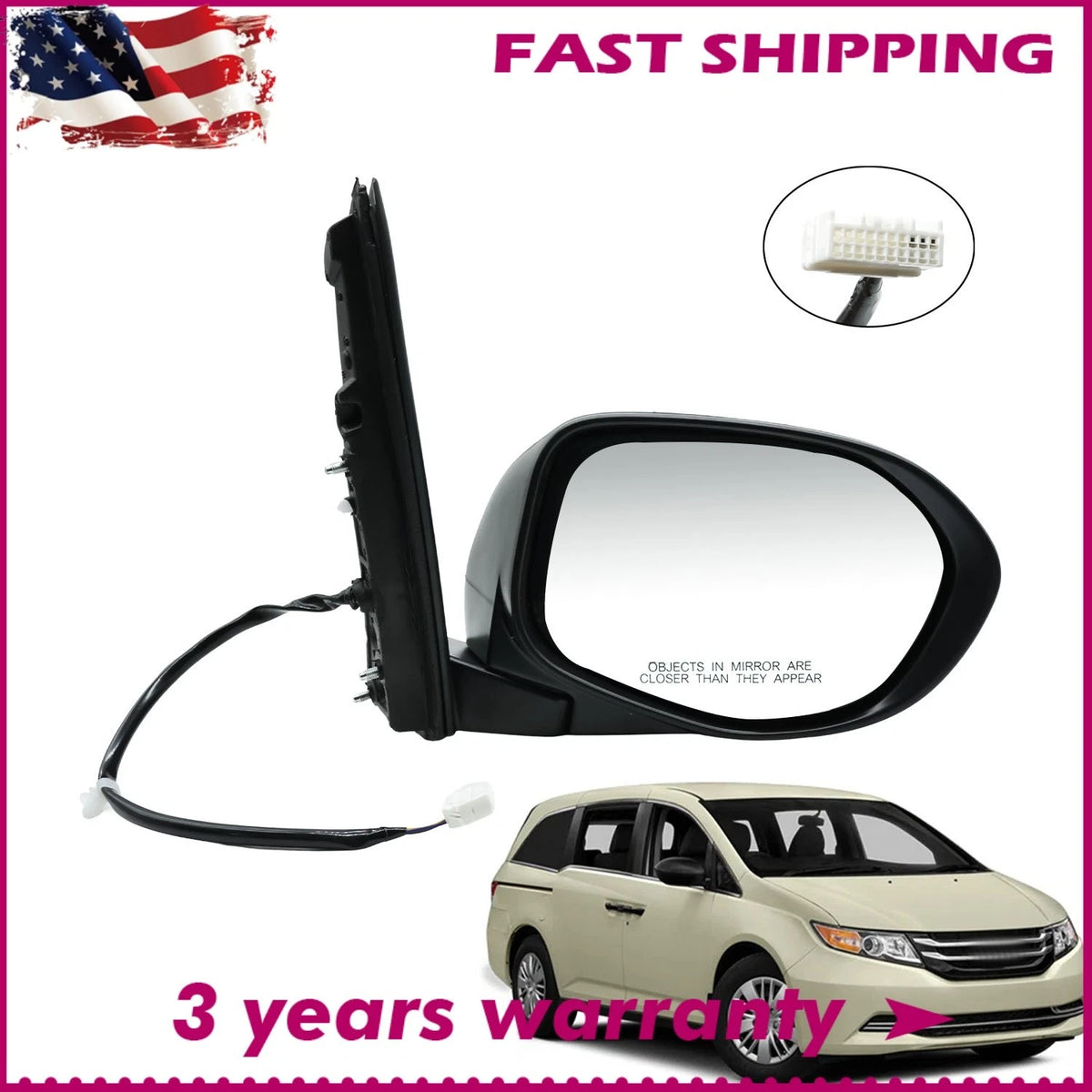 Power Mirror for Honda Odyssey (2014–2017) HO1321277, 76200TK8A41