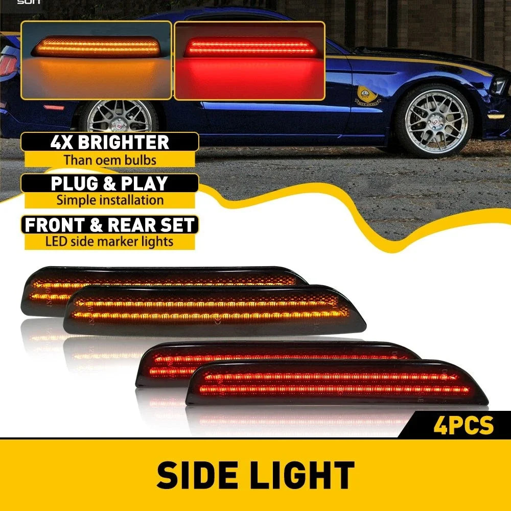 Set of 4 LED Side Marker Lights for Ford Mustang (2010–2014) Smoked