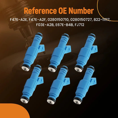 6Pcs Fuel Injectors for Ford Mustang Ranger 2.3L 5.0L 2.9L (1985–1993) F47E-A2E