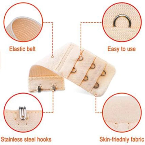 4PCS Adjustable Bra Extender 2/3/4 Hooks with Elastic Strap Extension