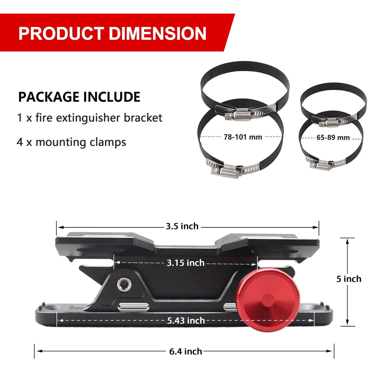 Quick Release Fire Extinguisher Mount for UTV Roll Bar (Adjustable)