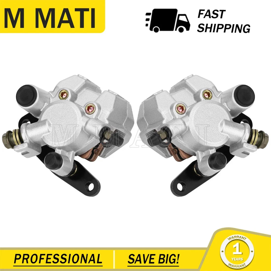 Set of 2 Front Brake Calipers & Pads for Yamaha Blaster YFS200 (2003–2006)