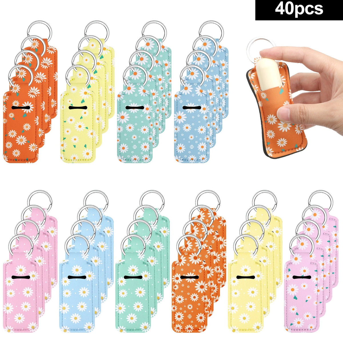 40PCS Lip Balm Holder Keychains for Travel Gifts