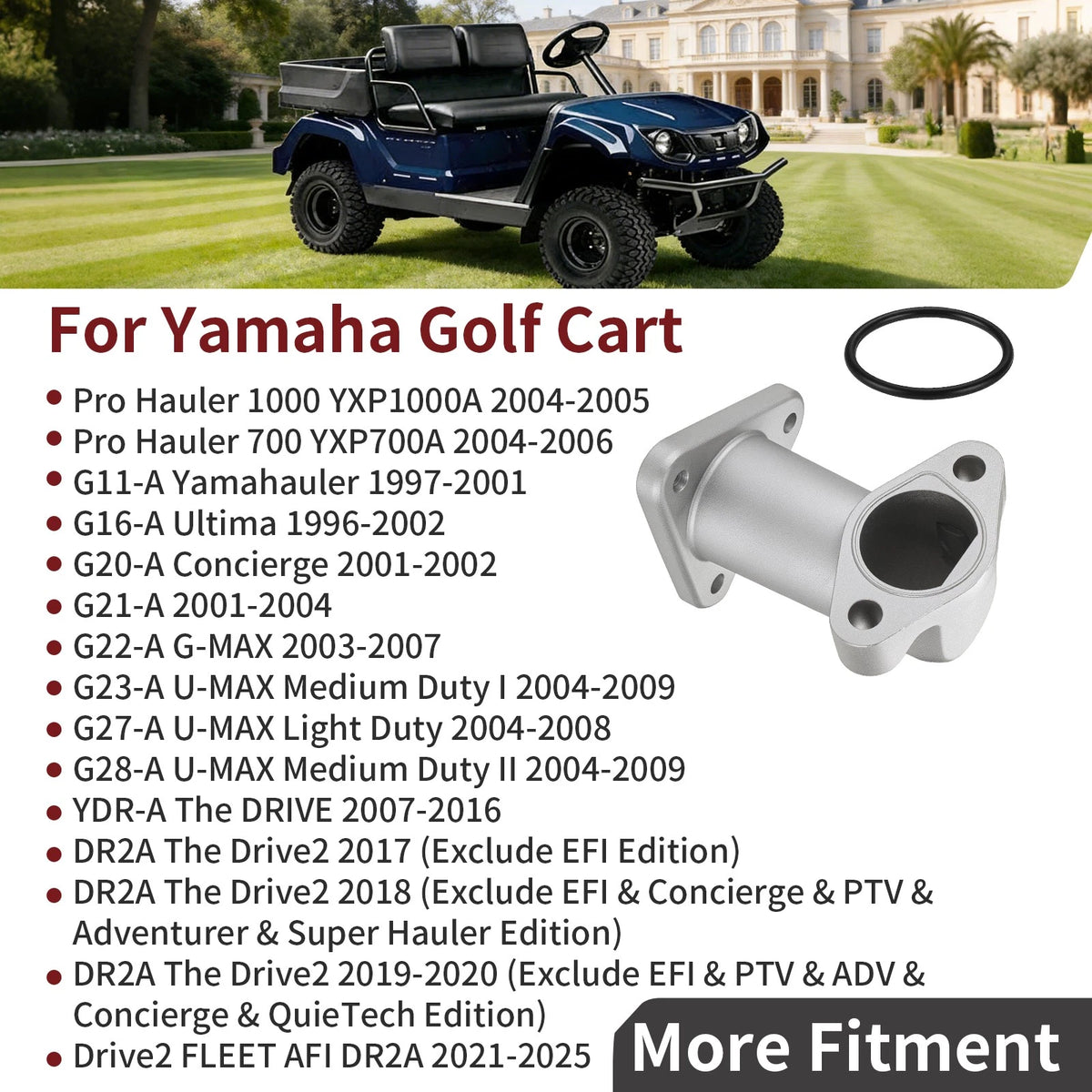 Carburetor to AirBox Intake Joint for Yamaha Golf Cart G20-A (2001–2002) JU0-E3505-09-00