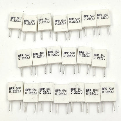 20pcs 5W Wirewound Non-Inductive Cement Resistor 0.22R for Universal Use