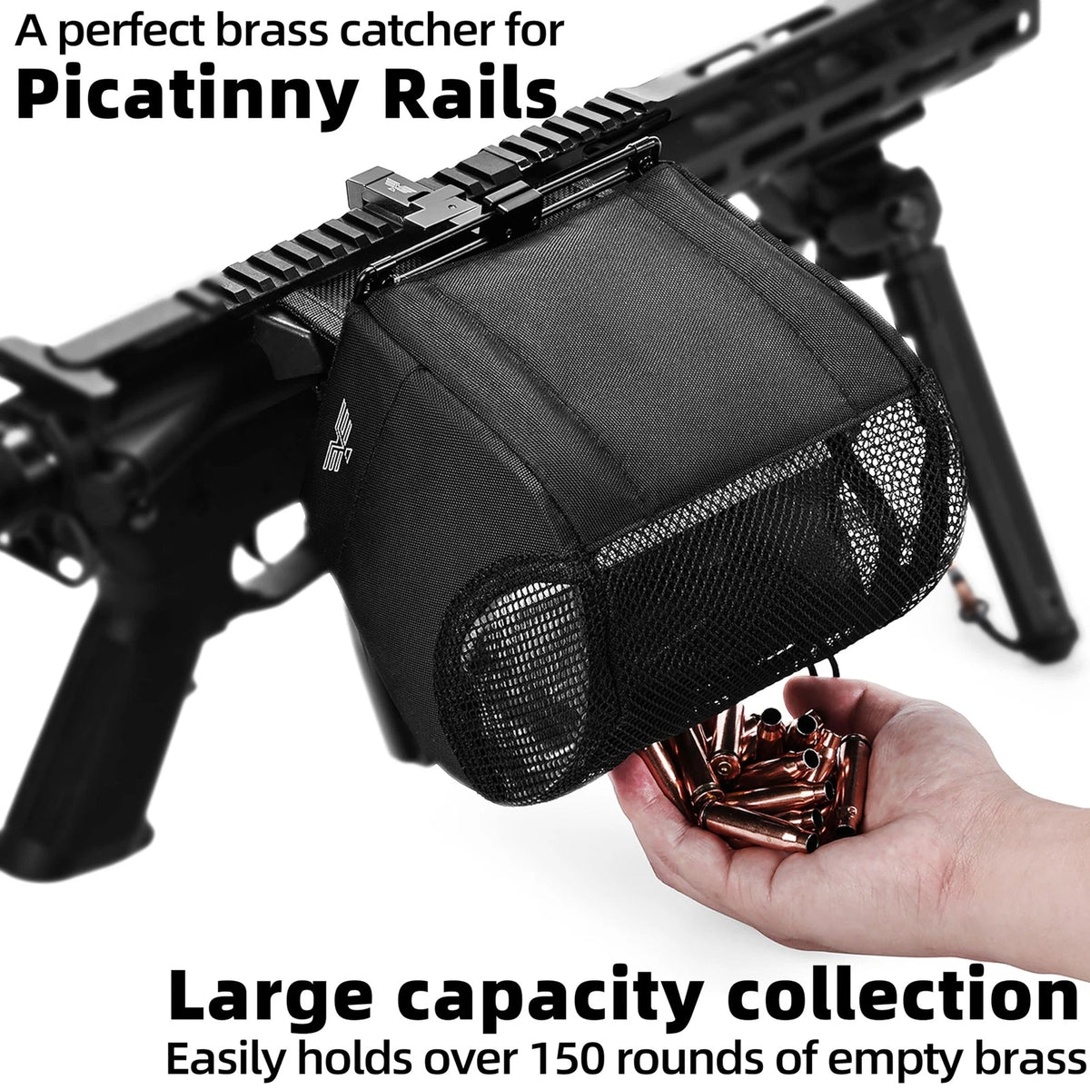 Spring-Loaded Brass Catcher for Picatinny Rail - X-Large, Black