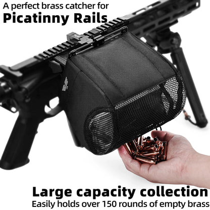 Spring-Loaded Brass Catcher for Picatinny Rail - X-Large, Black