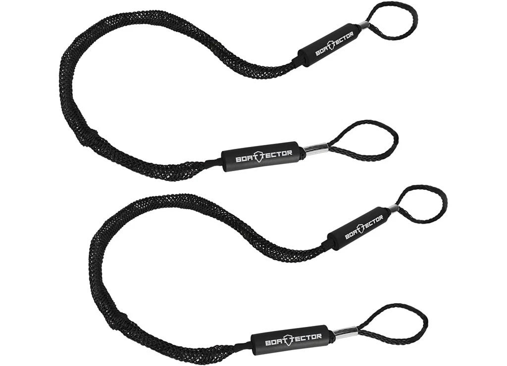 Set of 4 Bungee Dock Lines for Boat (6', Black) - Part Number 3006.3279