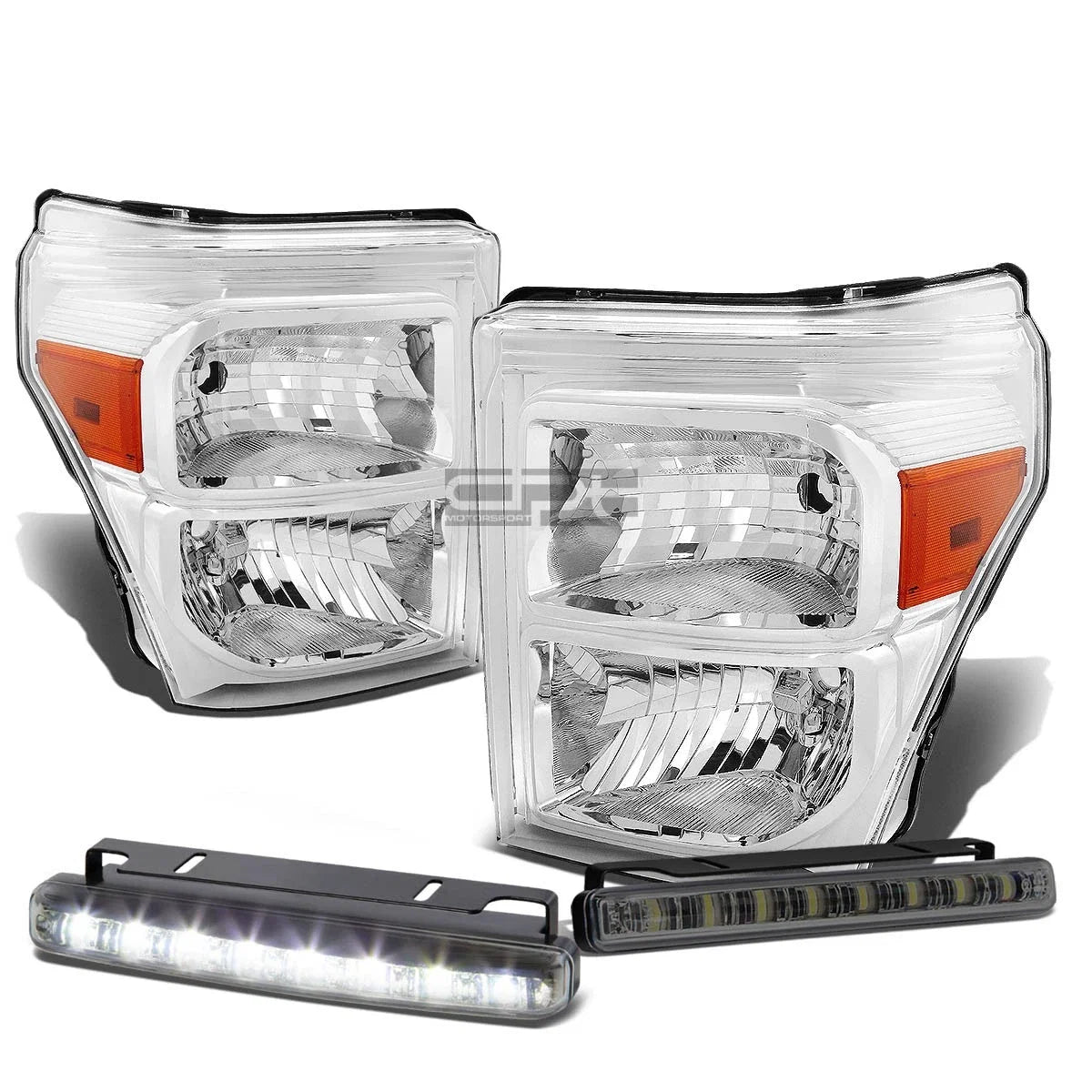 Chrome Housing Head, Bumper, Corner, Smoked LED Fog Light Kit for Ford Super Duty (2011–2016)