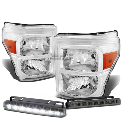 Chrome Housing Head, Bumper, Corner, Smoked LED Fog Light Kit for Ford Super Duty (2011–2016)