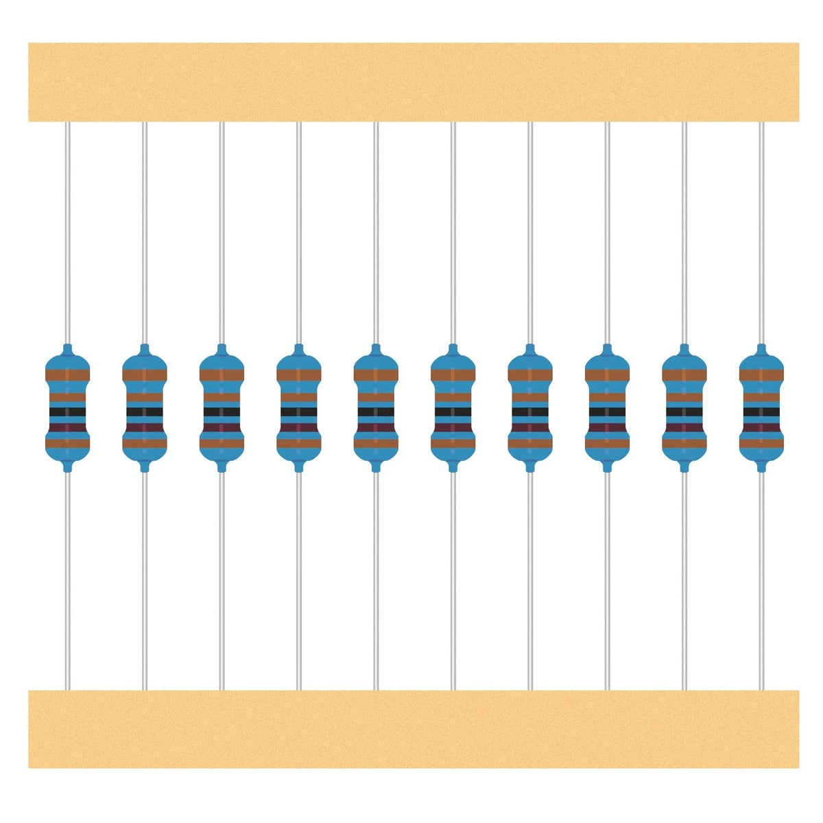 Metal Film Resistors Assortment Kit 50 Values 1/4W 1% Tolerance