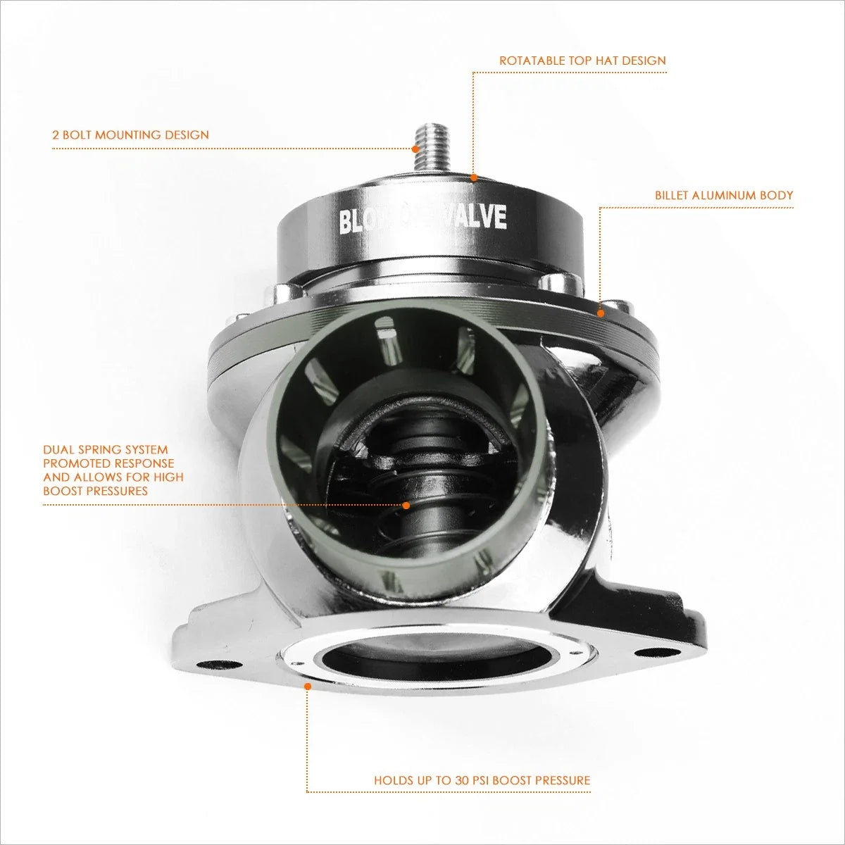 Universal Adjustable 2-Bolt Turbo Blow-Off Valve for Type-S RS RZ