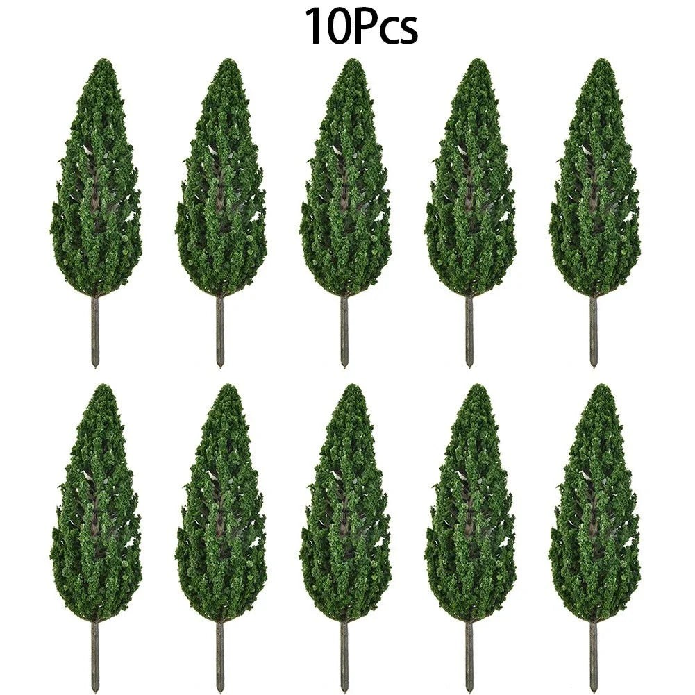 Set of 10 Green Trees 15cm Accessories for Scale Railway
