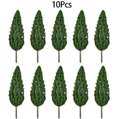 Set of 10 Green Trees 15cm Accessories for Scale Railway
