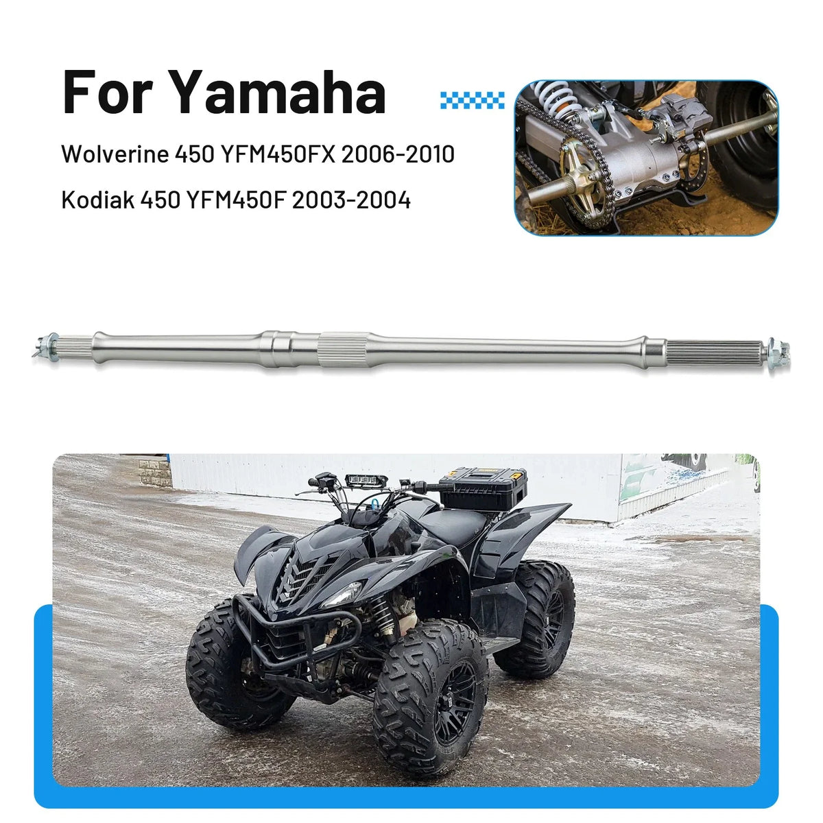 Rear Axle Shaft & Nuts for Yamaha Wolverine 450 YFM450FX (2006–2010)