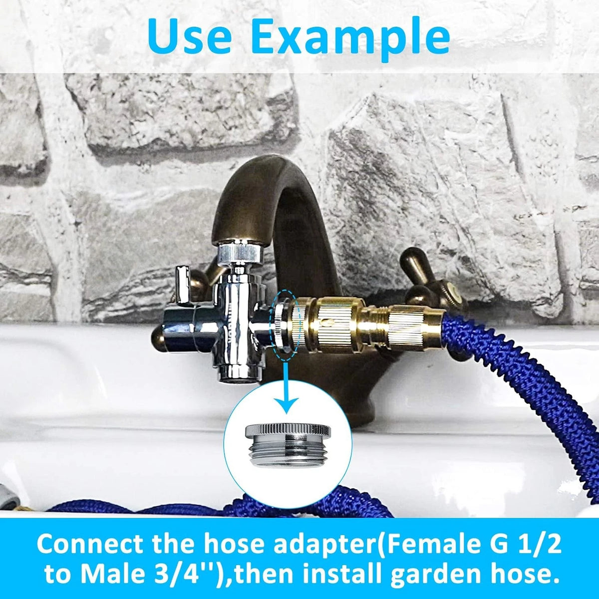 Garden Hose Adapter Female G1/2 to Male 3/4'' GHTM Chrome