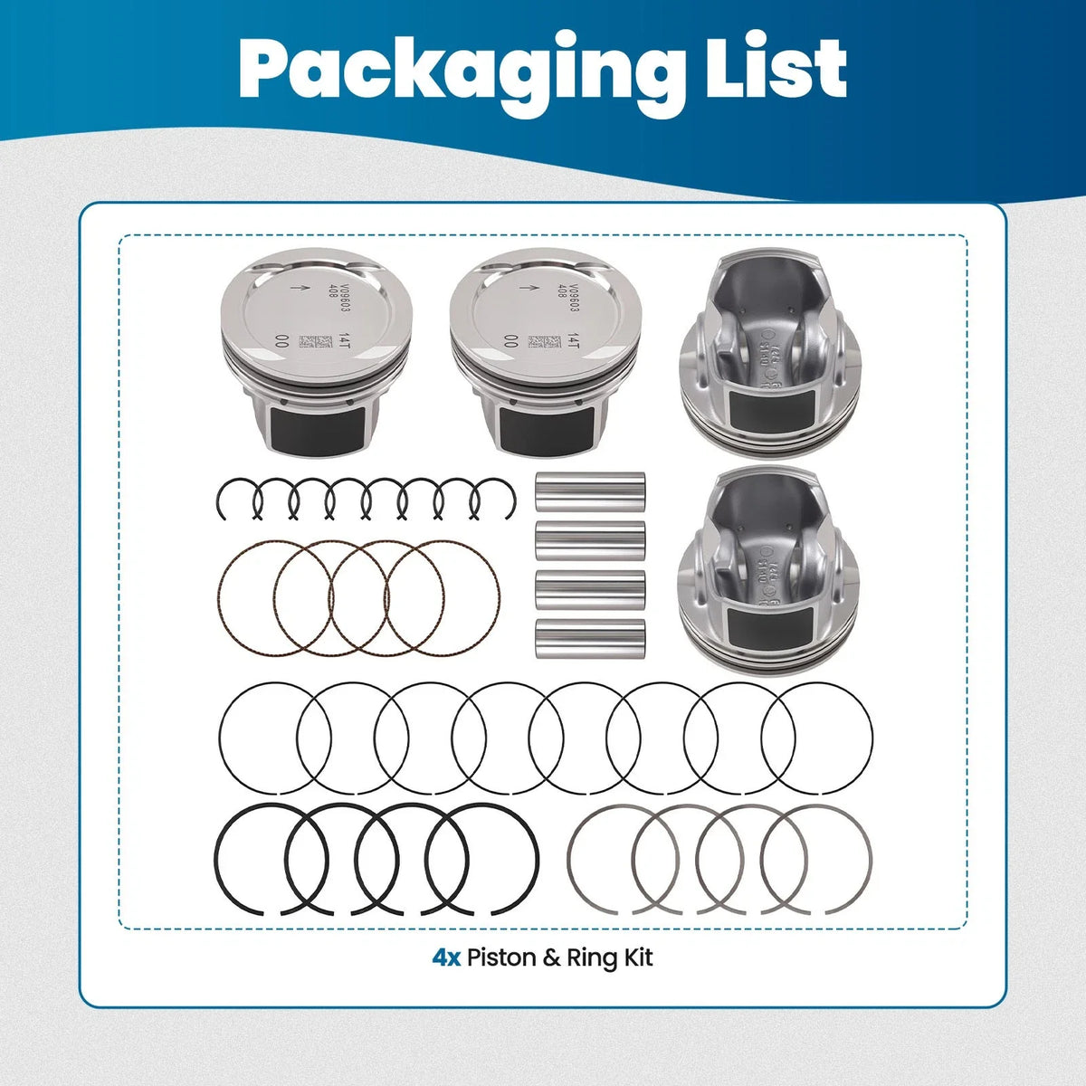Set of 4 Pistons & Rings Kit for Chevy Cruze Sonic Trax Encore (2011–2021)