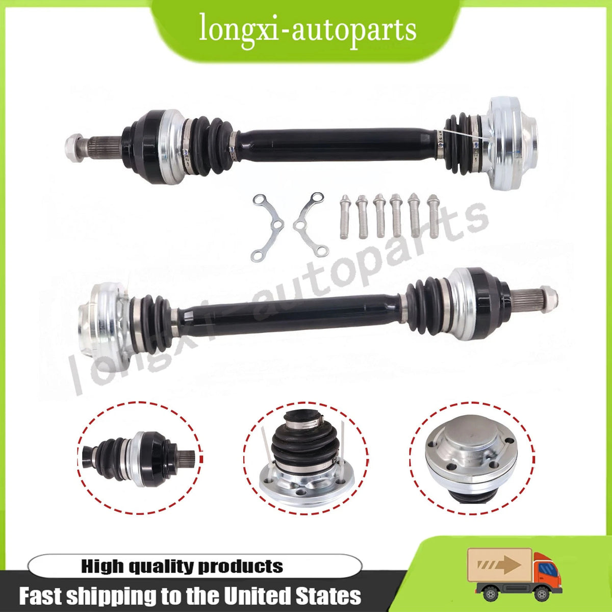 Set of 2 Rear Left & Right Axle Half Shaft CV for BMW M3 E90 E92 E93 (2008–2013) - 2283455, 33212283455, 8321898