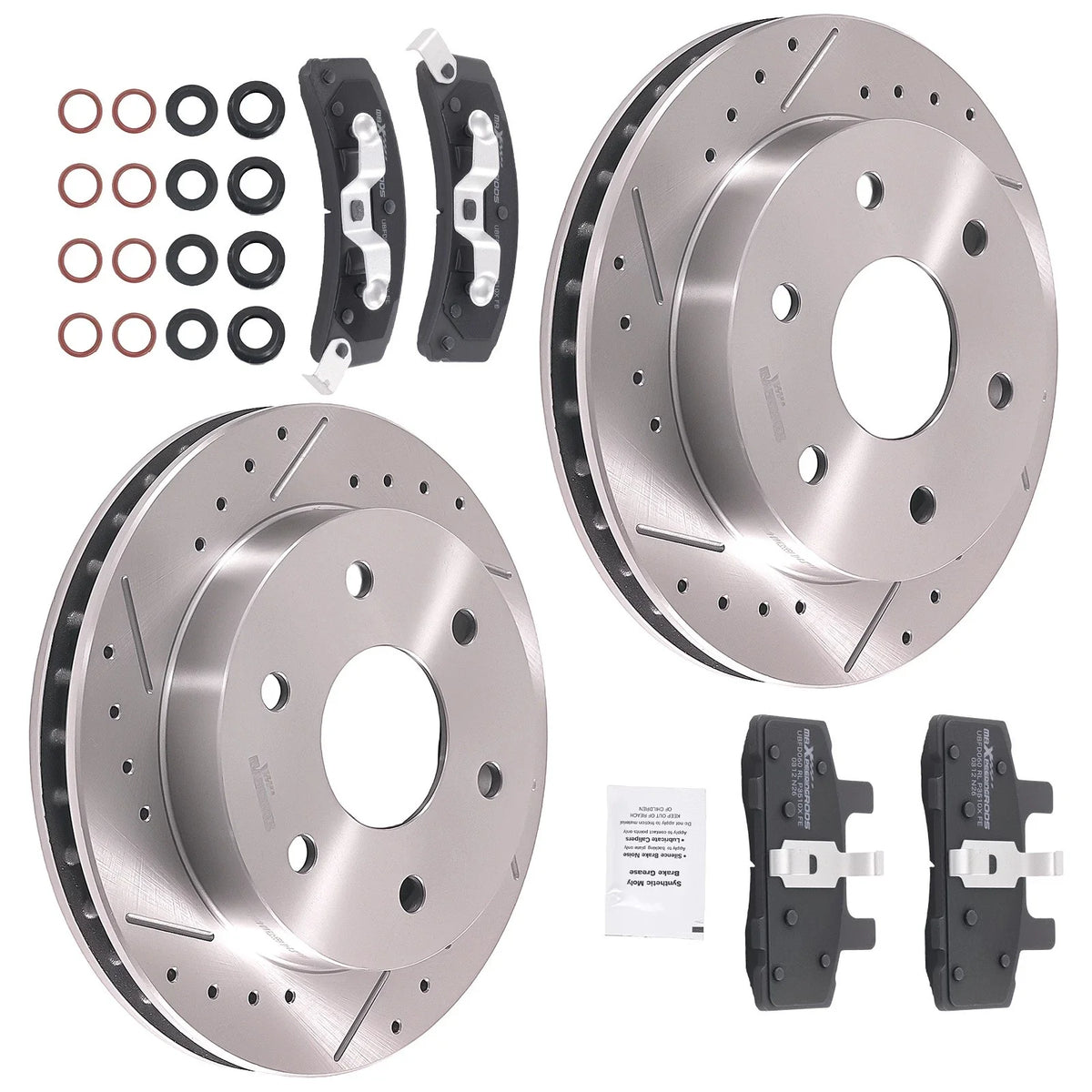 Front Drilled Slotted Brake Rotors & Pads for GMC K1500 Suburban (1992–1999) S5569