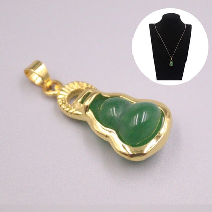Gold Plated Simulated Heating Jade Pendant for Gourd Green Jadeite