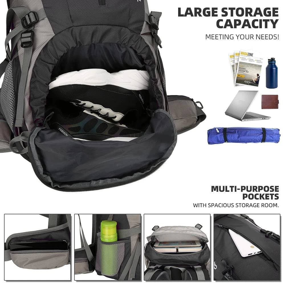 70L Hiking Backpack with Rain Cover Lightweight Waterproof Travel Camping