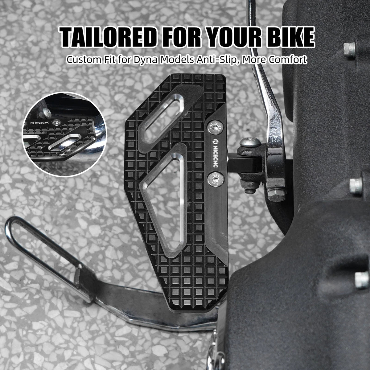 Aluminium Front Rider Footpegs for Harley Dyna Low Rider FXDL (1999–2017) 33032-99