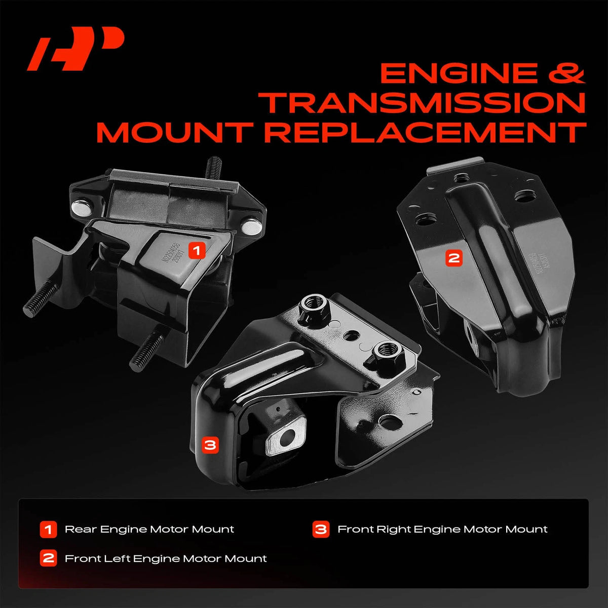 3X Engine Motor Mount for Chevy Impala, Buick LaCrosse (2006–2009) - 10345904, 10420010, 10447321