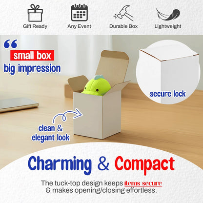 Pack of 500 Tuck Top White Paperboard Gift Boxes 3" x 3" x 4"