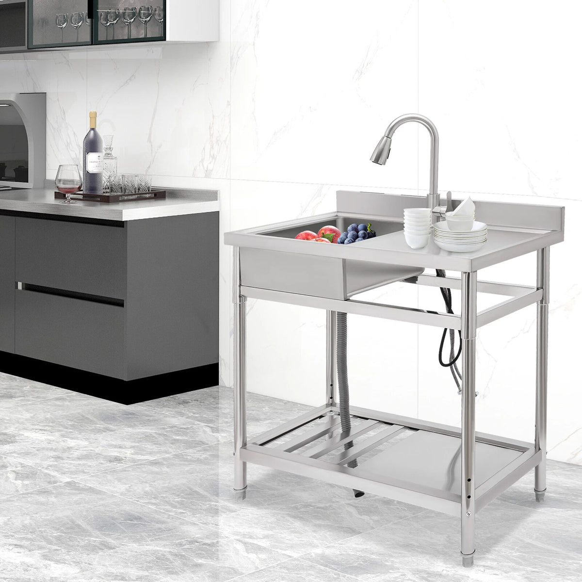 Stainless Steel Kitchen Sink for Restaurant Use (Free-standing)