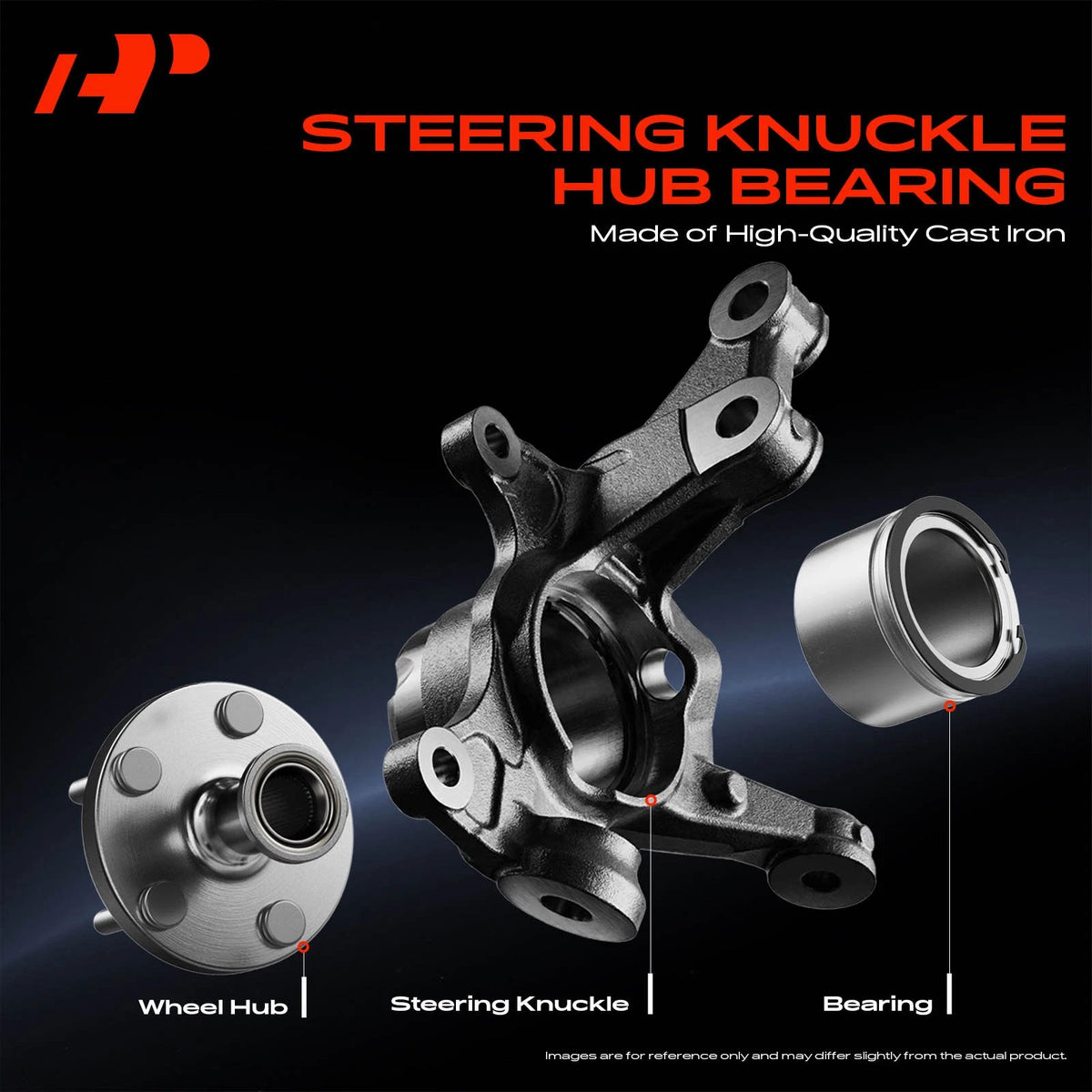Pair Front Steering Knuckle & Hub Bearing Assembly for Ford Focus (2006–2011) - 6S4Z1215B, 6S4Z3K185BA, 6S4Z3K186BA