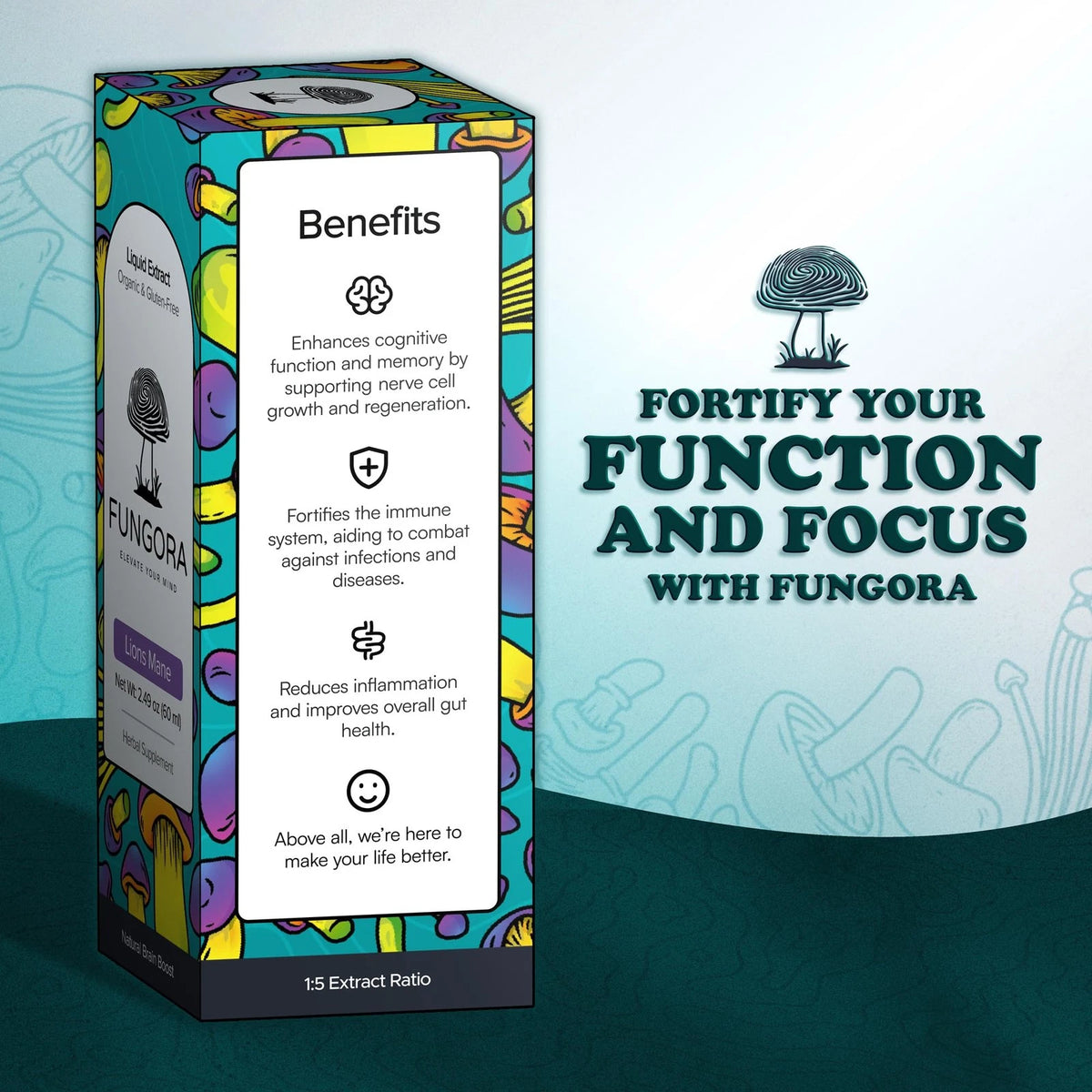 Fungora Lion's Mane Liquid Extract for Nootropic Brain Support
