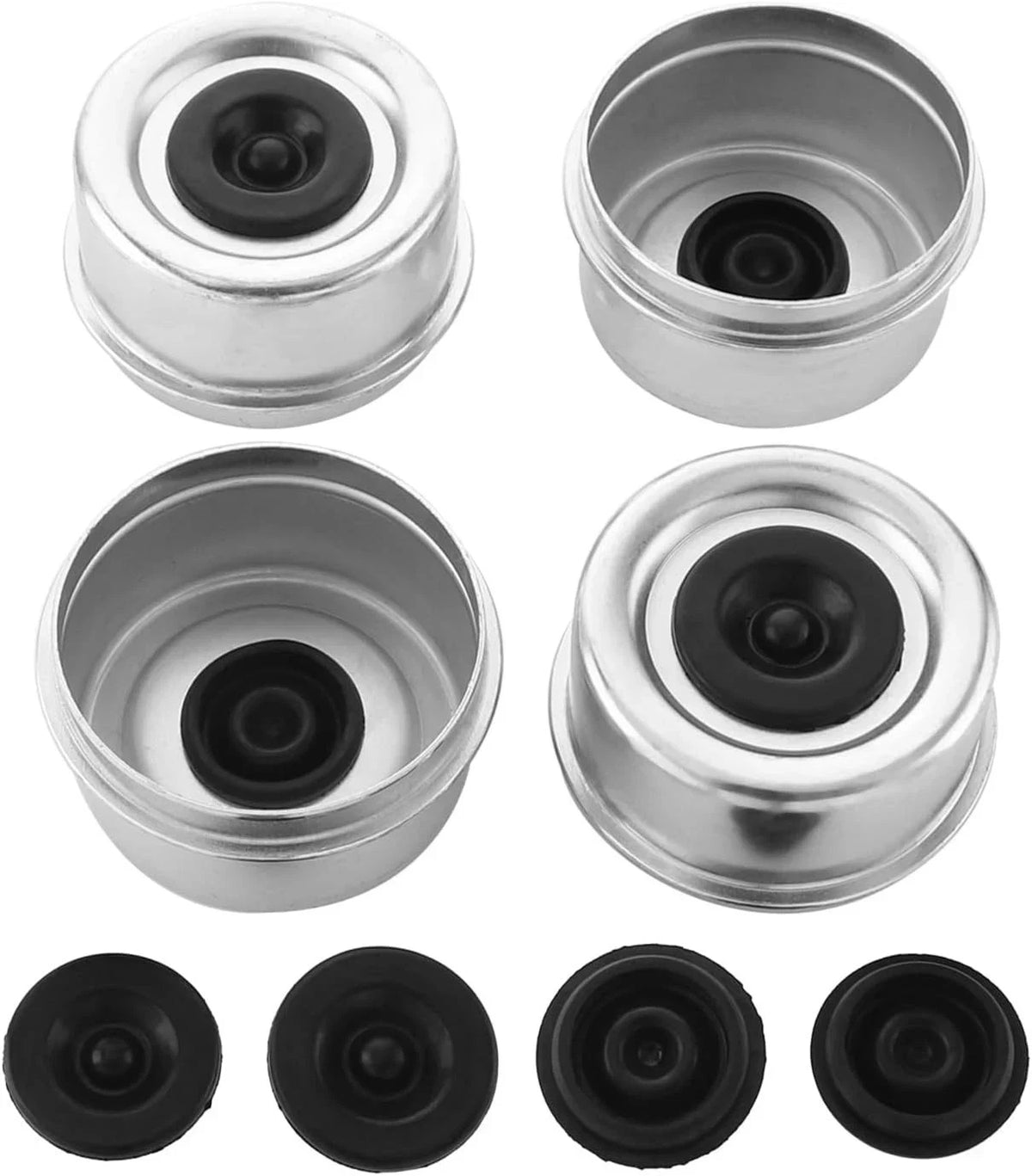 4X 2.72" Trailer Hub Dust Cap Axle Grease Cap with Rubber Seals