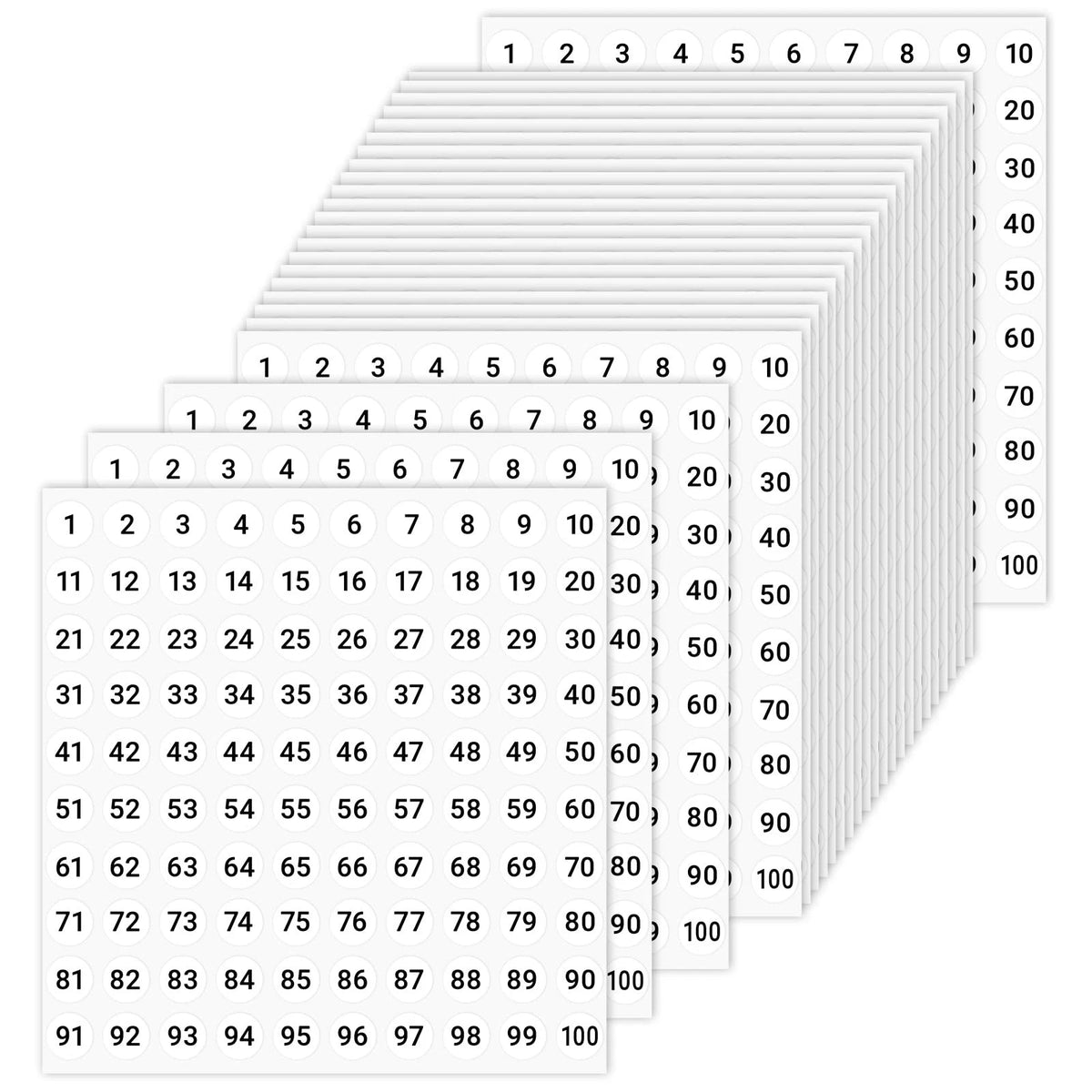 3000 Pcs Small Numbered Stickers for Various Applications (0.4 Inch, White)