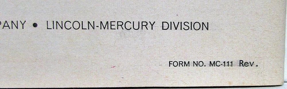 Sales Brochure for Mercury Monterey Montclair Park Lane Comet (1965)