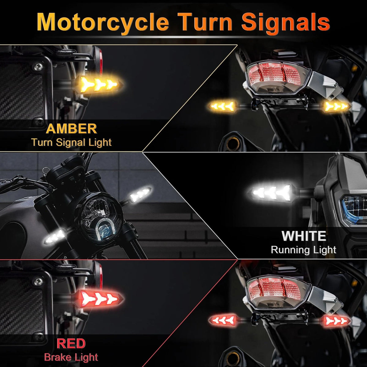 4X Y-Shaped LED Turn Signals for Motorcycle