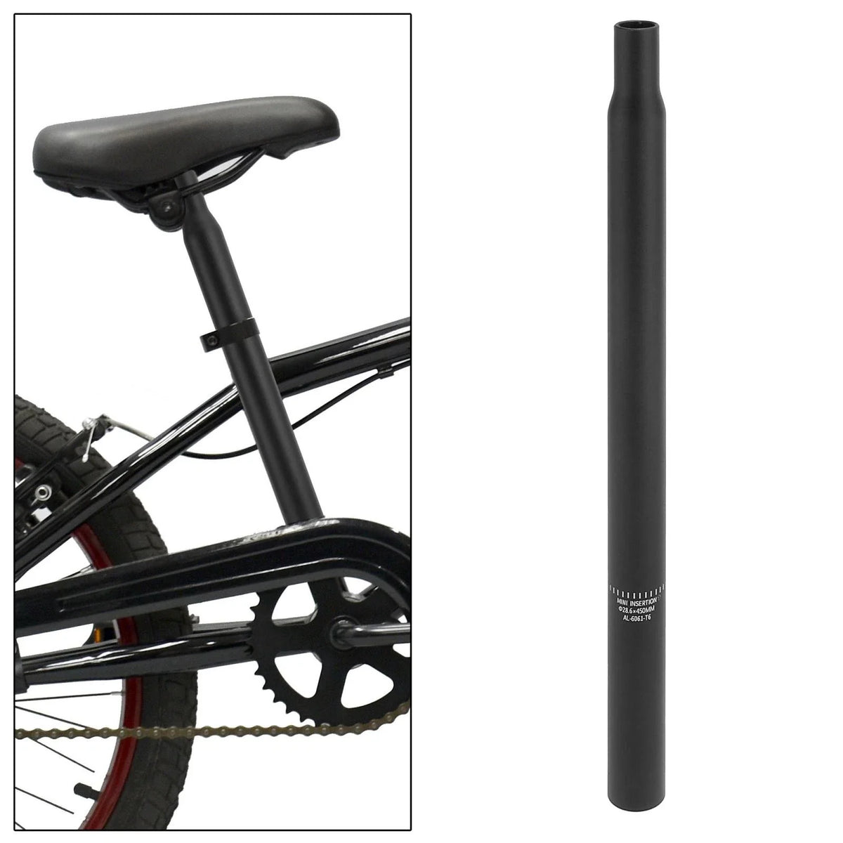 Bicycle Seat Post 28.6x450mm Aluminum Alloy Black for Universal Fit