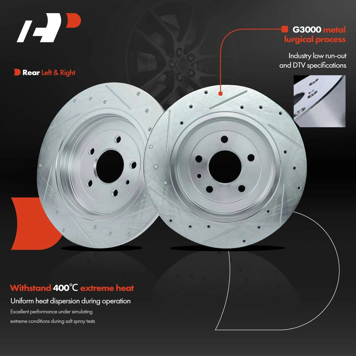Set of 6 Drilled Rotors & Brake Pads for Ford Explorer Edge