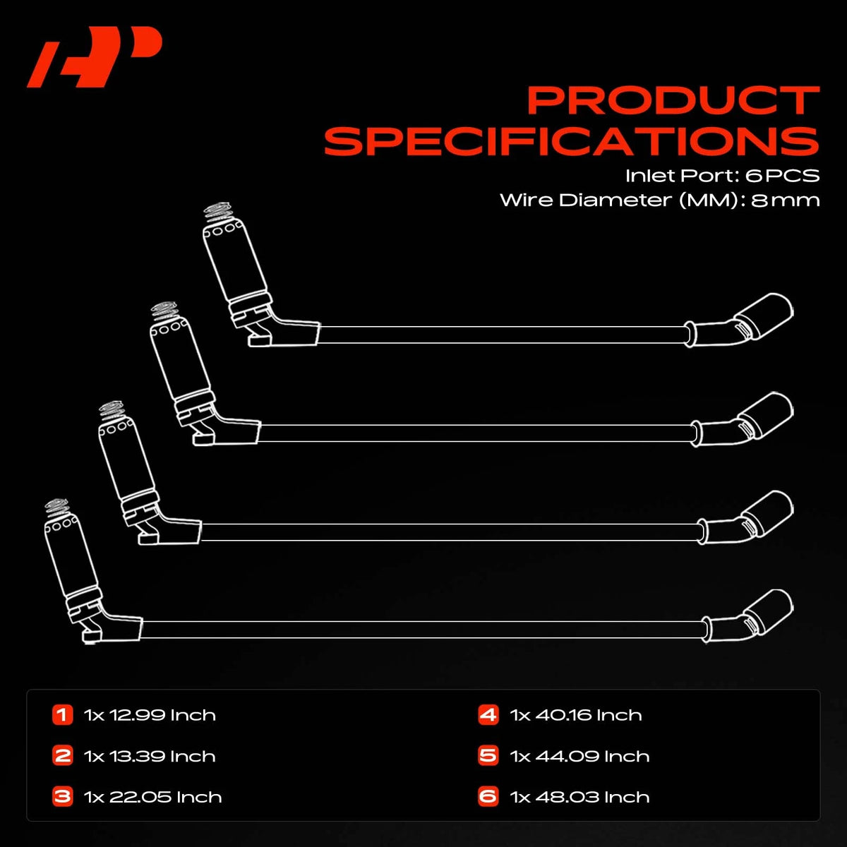 6X Spark Plug Wire Set for Ford Windstar (2001–2003) 1U2Z12259-CA, 6693
