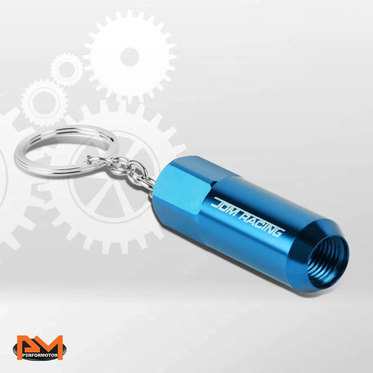 JDM Racing Wheel Lug Nut Keychain - Anodized Baby Blue Aluminum