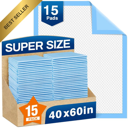 15ct Super Absorbent Disposable Bed Pads for Adults & Pets (40x60)