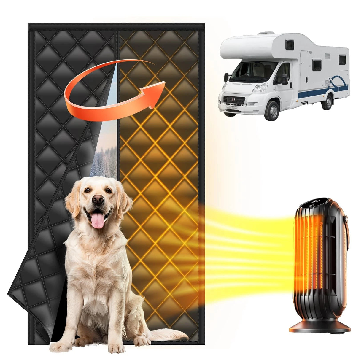 Insulated RV Door Cover for Camper (Black)
