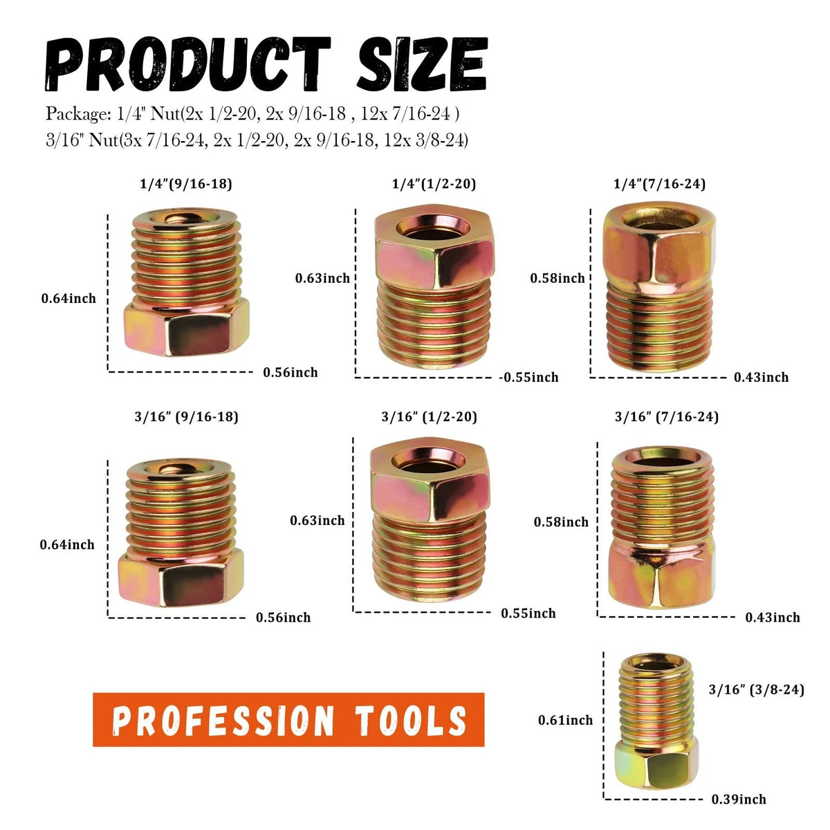 35PCS Brake Line Fitting Kit for Universal Applications (0.640.640.56 inch)
