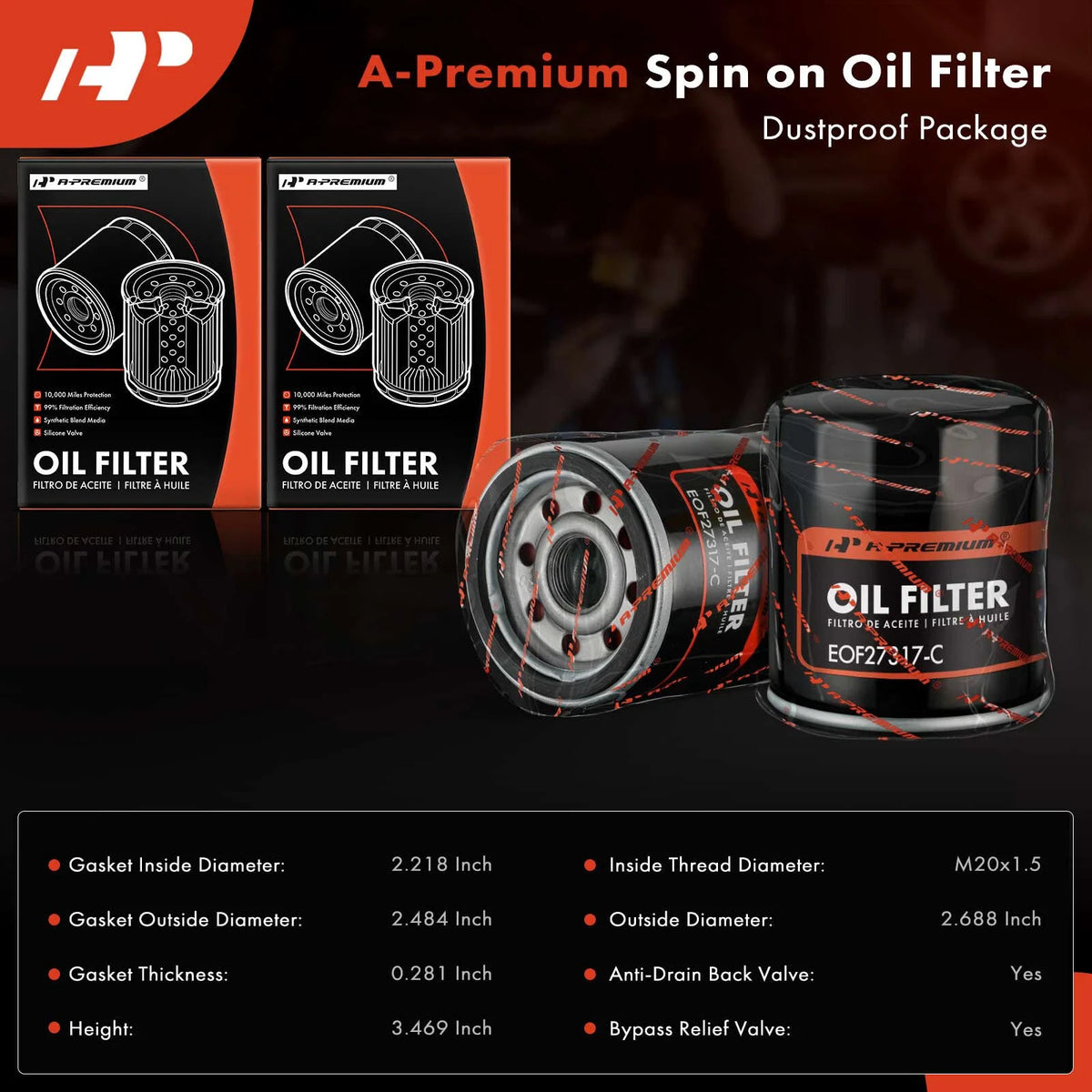 2X Engine Oil Filter for Nissan Altima (1998–2003, 2005, 2007) & Sentra (2000–2006)