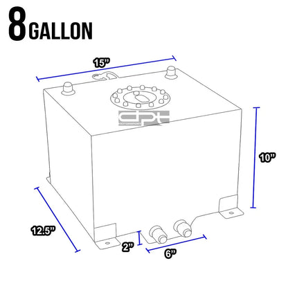 8 Gallon Lightweight Red Coat Aluminum Fuel Cell Tank for Race Drift (N/A)