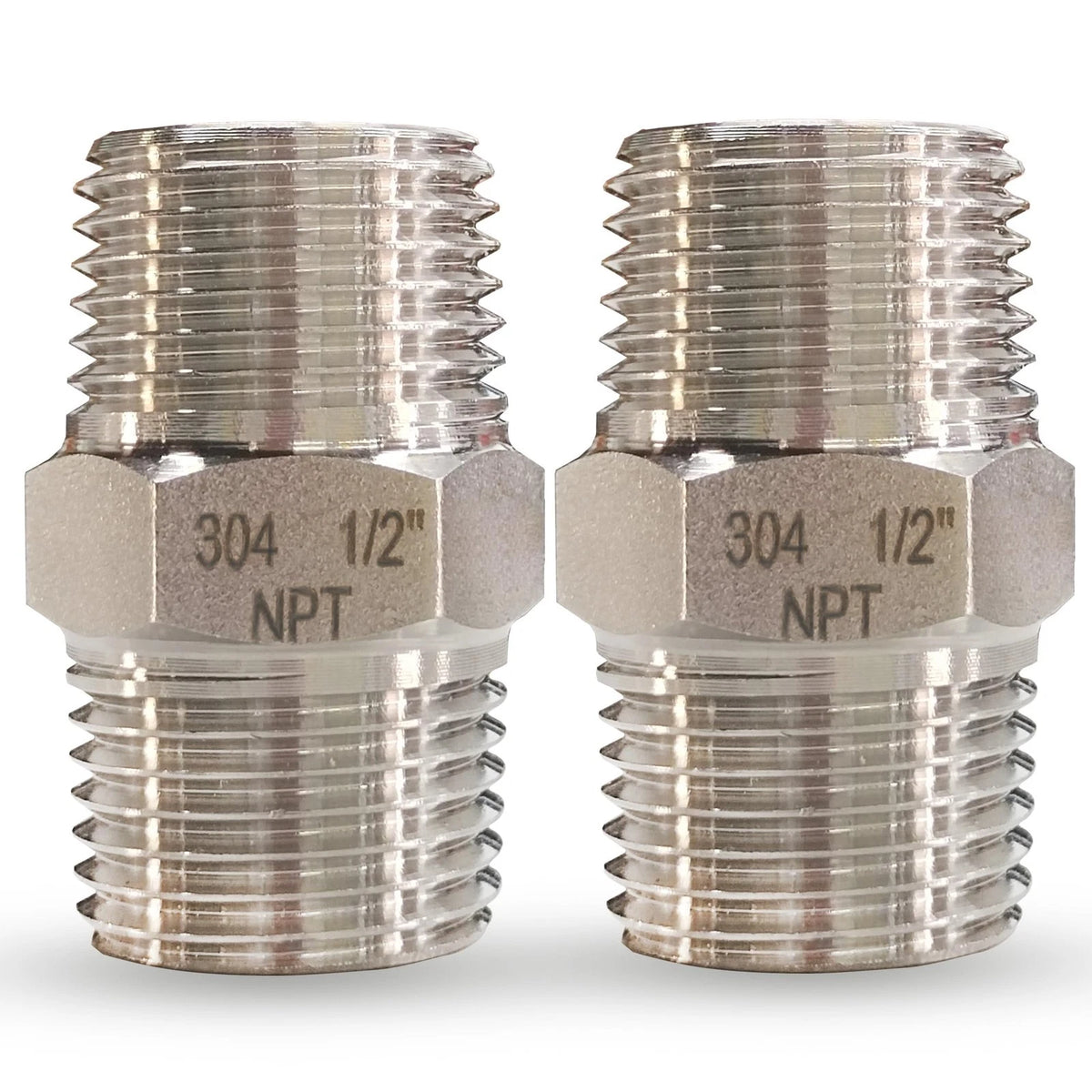 1/2" Male Hex Nipple Pipe Fittings, 304 Stainless Steel