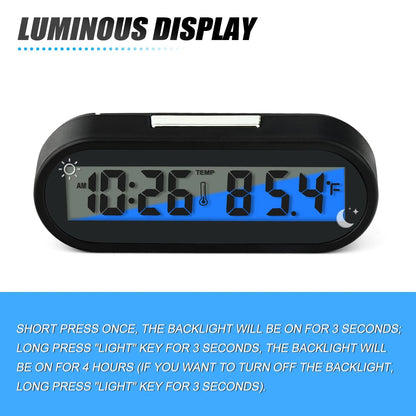 2X Car Clocks with Temperature for Universal Use (LED, Blue)
