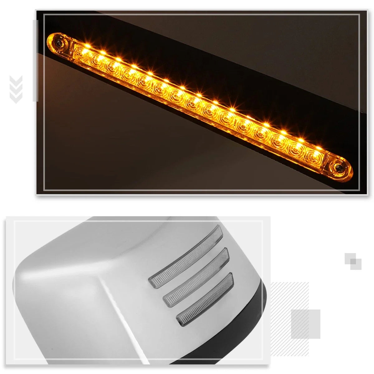 Sequential LED Signal Hood Mirrors for International Harvester HV607 HV613 (2018–2024)